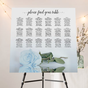 Dusty Blue Rose 18 Table Wedding Seating Chart Foam Board