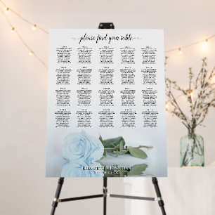 Dusty Blue Rose 20 Table Wedding Seating Chart Foam Board
