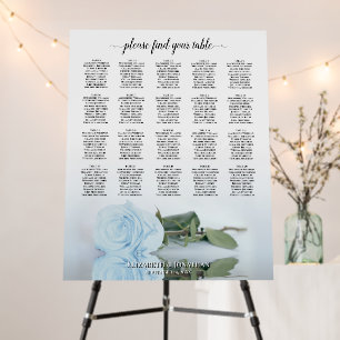 Dusty Blue Rose 20 Table Wedding Seating Chart Foam Board