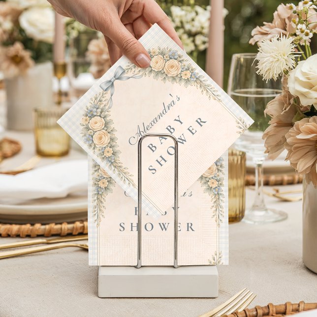 Dusty Blue Rose Arch Baby Shower Napkins (Creator Uploaded)