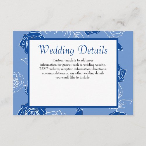 Dusty Blue Rose Elegant White Gray Floral Wedding Enclosure Card