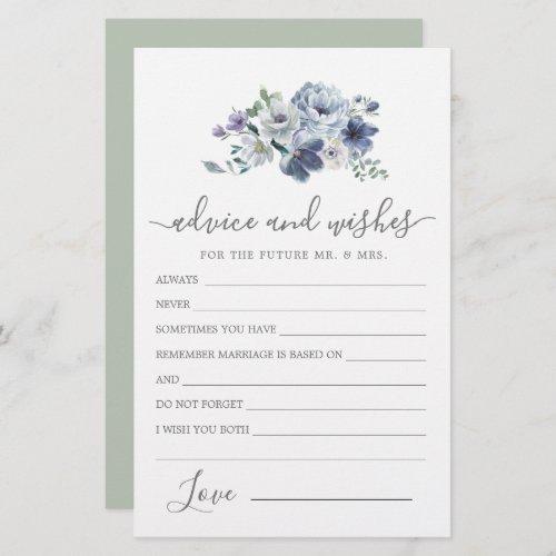Dusty Blue Rose Floral Advice and Wishes Card