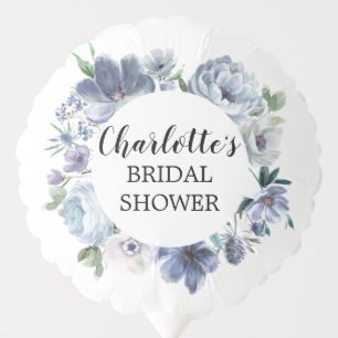 Dusty Blue Rose Floral Bridal Shower Balloon