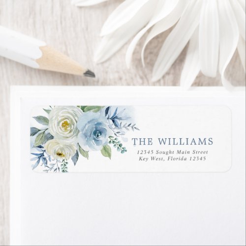 Dusty Blue Rose Floral Return Address Labels