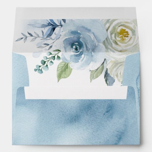 Dusty Blue Rose Floral Wedding  Envelopes