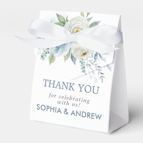 Dusty Blue Rose Floral Wedding Favor Boxes