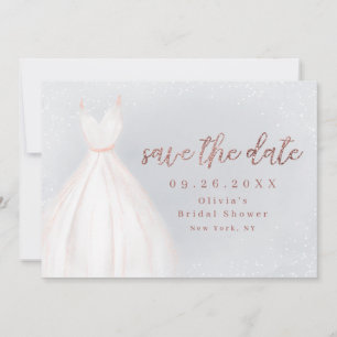 Dusty blue Rose Gold Elegant Dress Save The Date