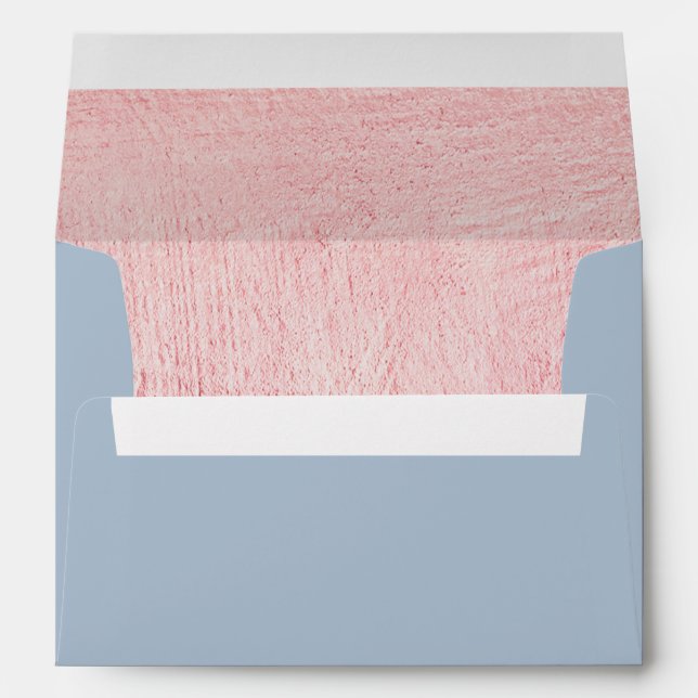 Dusty Blue | Rose Gold Lined 5x7 Wedding Envelope (Back (Bottom))
