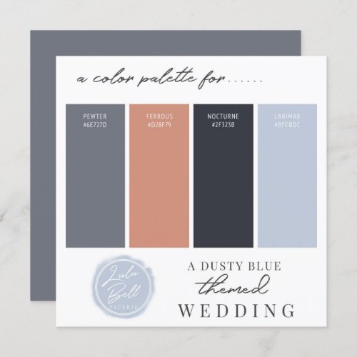 Dusty Blue Rose Gold  Navy Color Palette Card