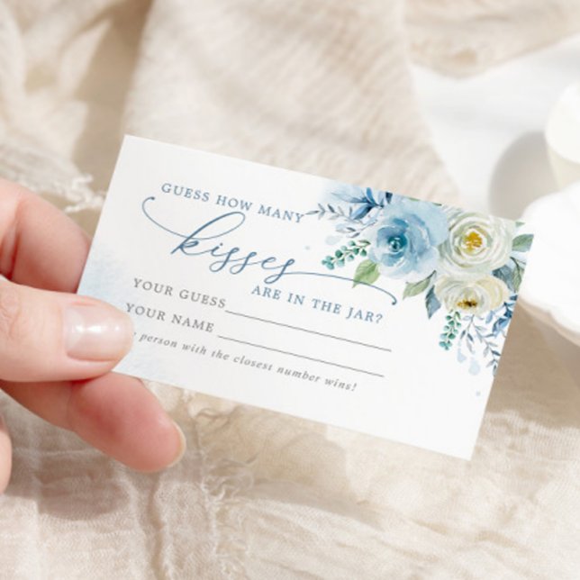 Dusty Blue Rose How Many Kisses Shower Game card (Creator Uploaded)