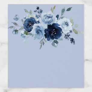 Dusty Blue Rose Navy Floral Wedding Invitation Envelope Liner