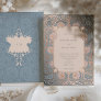 Dusty Blue & Rose Quartz Vintage Wedding Foil Invitation