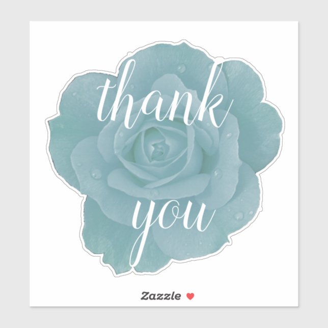 Dusty Blue Rose Thank You Message Floral Wedding Sticker (Sheet)