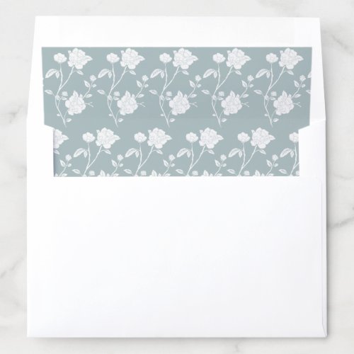 Dusty Blue Rose Wedding Envelope Liner