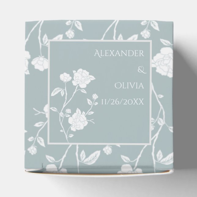 Dusty Blue Rose Wedding Favor Box (Top)