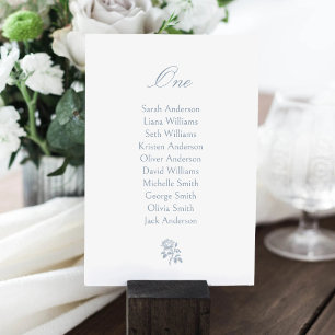 Dusty Blue Rose Wedding Seating Chart Card