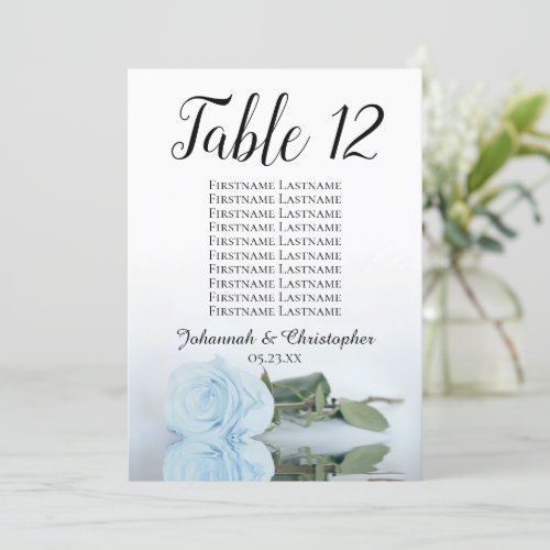 Dusty Blue Rose Wedding Table Seating Chart Large