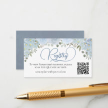 Dusty Blue Roses Bridal Shower Registry QR Code