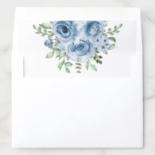 Dusty Blue Roses Floral Wedding Envelope Liner
