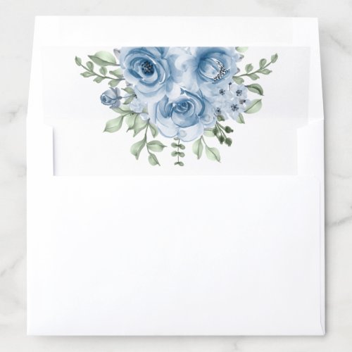 Dusty Blue Roses Floral Wedding Envelope Liner