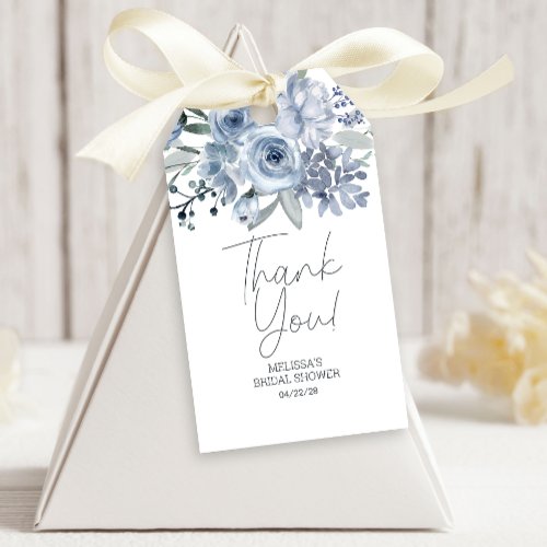 Dusty Blue Roses Flowers Bridal Wedding Gift Tags