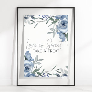 Dusty Blue Roses Flowers Wedding Love Is Sweet Poster