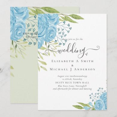 Dusty Blue Roses Lime Leaves Wedding Budget