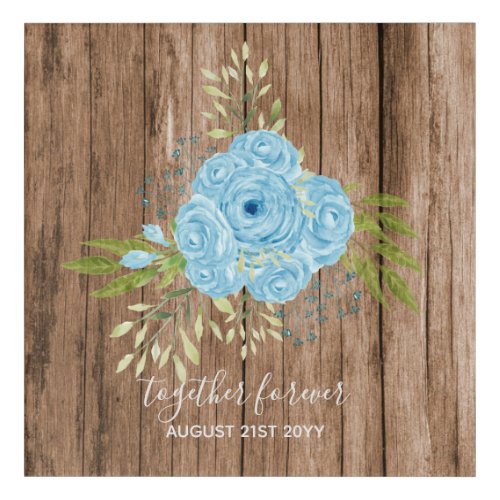 Dusty Blue Roses NewlyWeds Wedding Gift Personal Acrylic Print