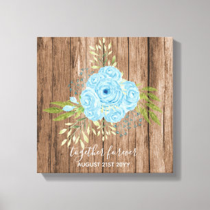 Dusty Blue Roses NewlyWeds Wedding Gift Personal Canvas Print