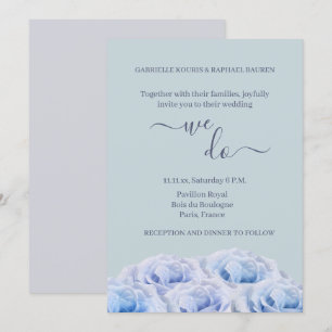 Dusty Blue Roses Sage Gray Floral We Do Wedding Invitation