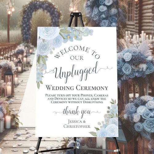 Dusty Blue Roses Unplugged Wedding Ceremony Foam Board