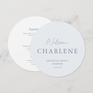 Dusty Blue Round Bridal Shower Welcome Menu