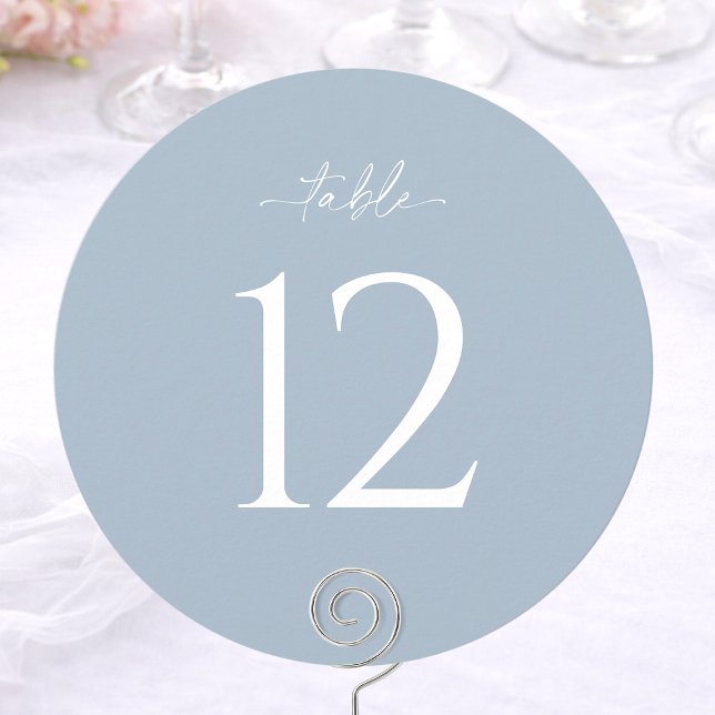 Dusty Blue Round Wedding Table Number (Creator Uploaded)