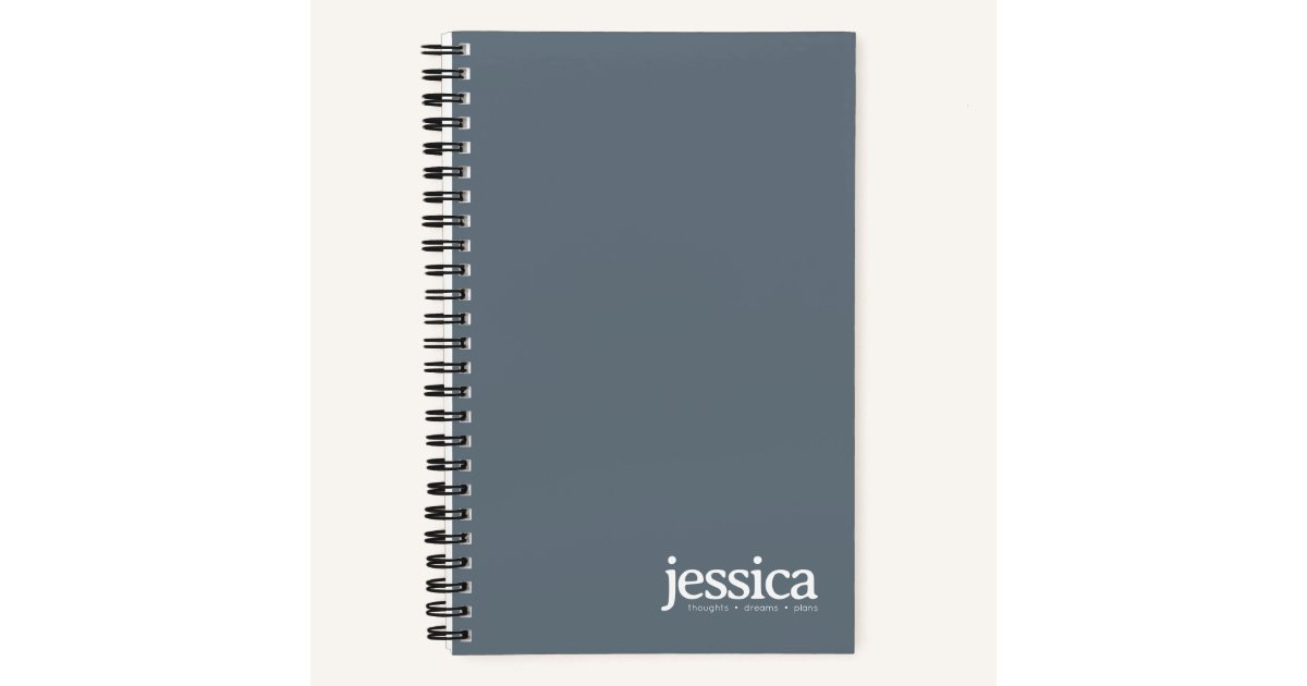 Dusty Blue Rounded Modern Typography Notebook | Zazzle