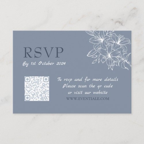 Dusty Blue RSVP QR Code  Enclosure Card