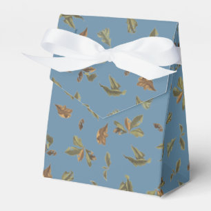 Dusty Blue Rustic Brown Leaves Favor Boxes