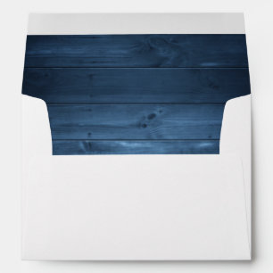 Dusty Blue Rustic Country Wood Wedding Envelope