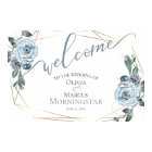 Dusty Blue Rustic Floral  Calligraphy Welcome