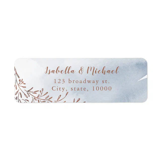Dusty blue rustic floral return address label | Zazzle