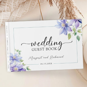Dusty Blue Rustic Floral Wedding Guest Book