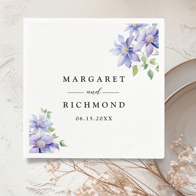 Dusty Blue Rustic Floral Wedding Napkins (Creator Uploaded)