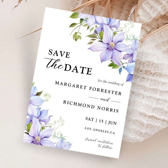 Dusty Blue Rustic Floral Wedding Save The Date Invitation (Creator Uploaded)