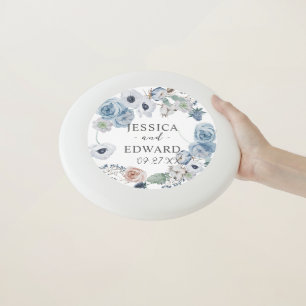 Dusty Blue Rustic Wedding Floral Wham-O Frisbee