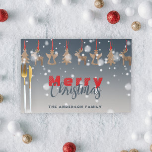 Dusty Blue Rustic Wood Ornament Christmas Placemat