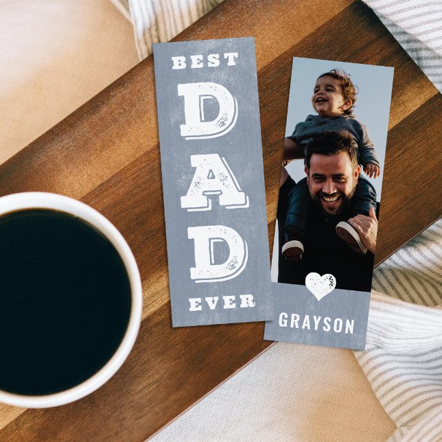Dusty Blue Rustic Woodgrain Best Dad Ever Bookmark (Creator Uploaded)