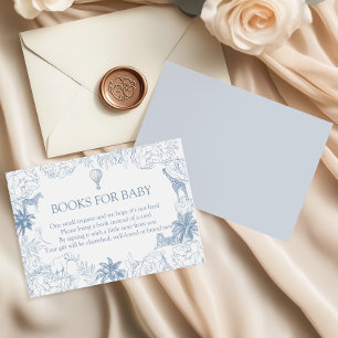 Dusty Blue Safari Jungle Animals Books For Baby Enclosure Card