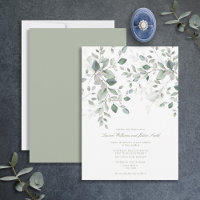 Dusty Blue Sage Green Botanical Script Wedding
