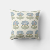 Dusty Blue Sage Green Classic Florals on Cream