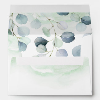 Dusty Blue & Sage Green Eucalyptus Botanical Envelope