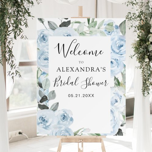 Dusty Blue Sage Green Floral Bridal Shower  Foam Board